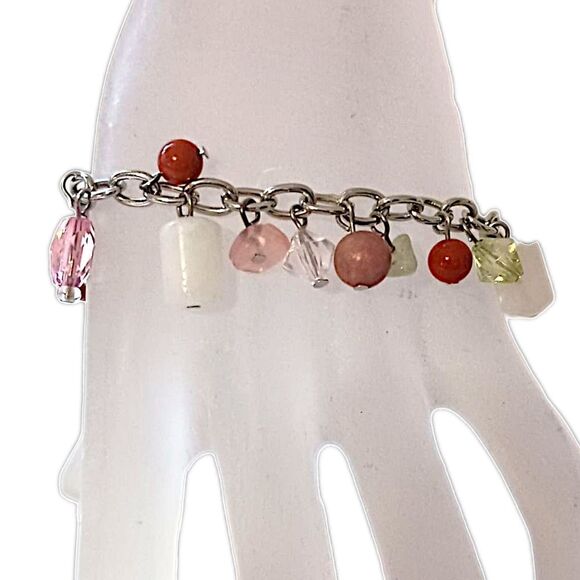 Glass Charm Bracelet Sparkly Multi Color Faceted Silver Tone Fairy Whimsigoth. - Picture 7 of 16